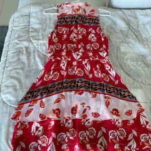 Parker red and pink silk dress